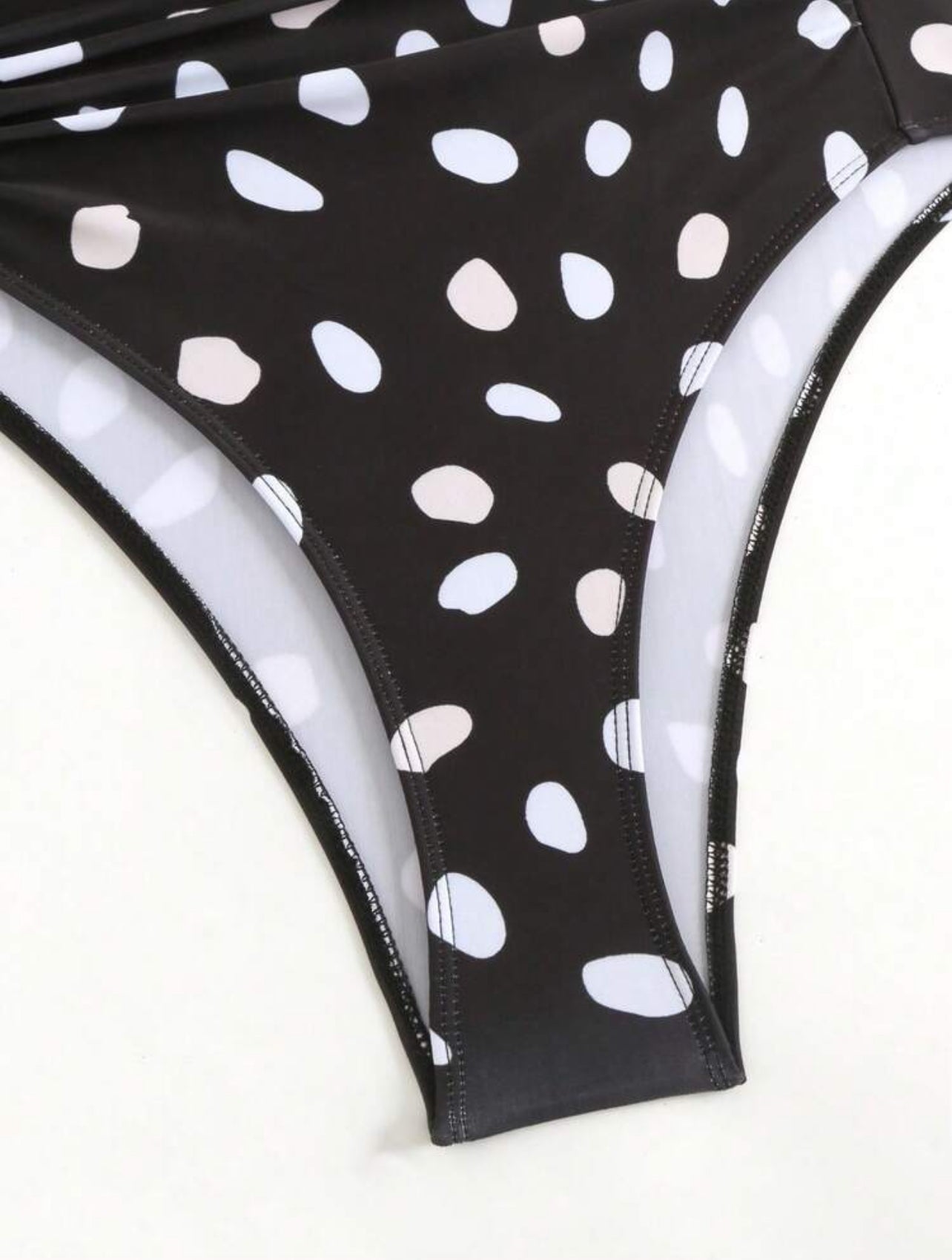 Bonvoyette Asymmetrical Polka Dot Halter One Piece Swimsuit & Maxi Skirt Set For Women - XL
