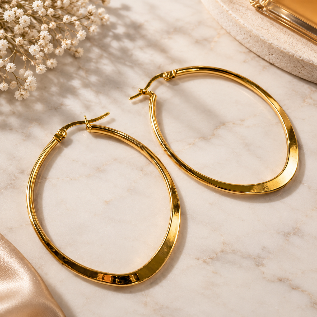 Gold Stainless Steel Statement Hoop Earrings – Multiple Styles
