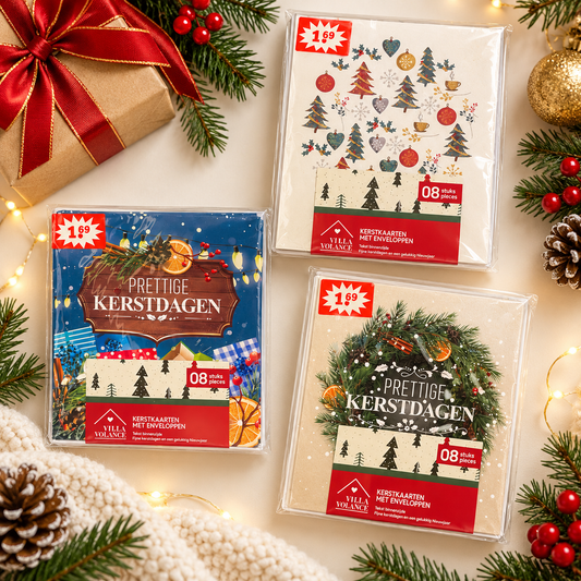 Christmas Greeting Cards with Envelopes – Festive Holiday Design, 8 Pieces