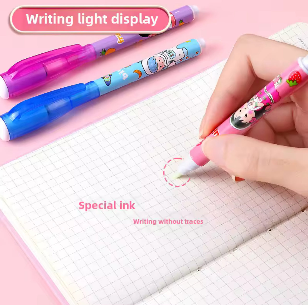 Magic Invisible Highlighter Pen with UV Light Painting Markers Invisible Ink Fluorescence for Kid Gift Spy Game