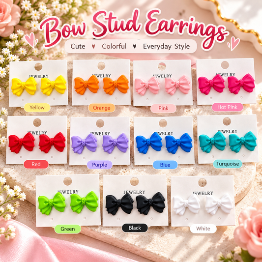 Colorful Bow Stud Earrings – Multiple Colors