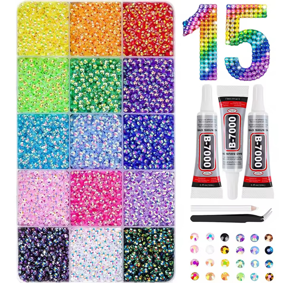 Bling Deco Lab Rhinestones & Crystals Set - 15,25,40 Colors with Precision Tools