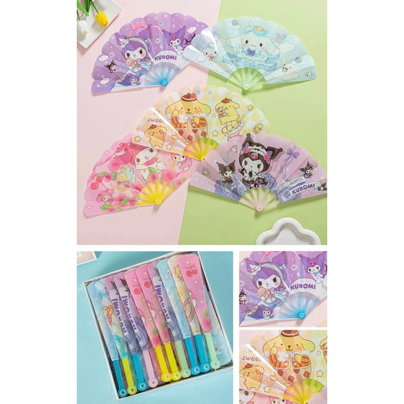 Cute Cartoon Folding Hand Fan – Portable Summer Fan with Puppy & Bear Design