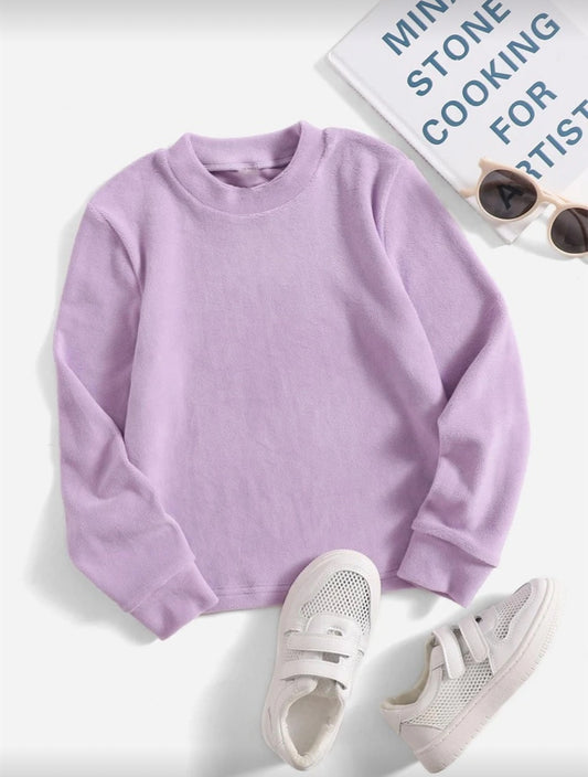 SHEIN Girls Solid Flannel Lounge Top - 5Y