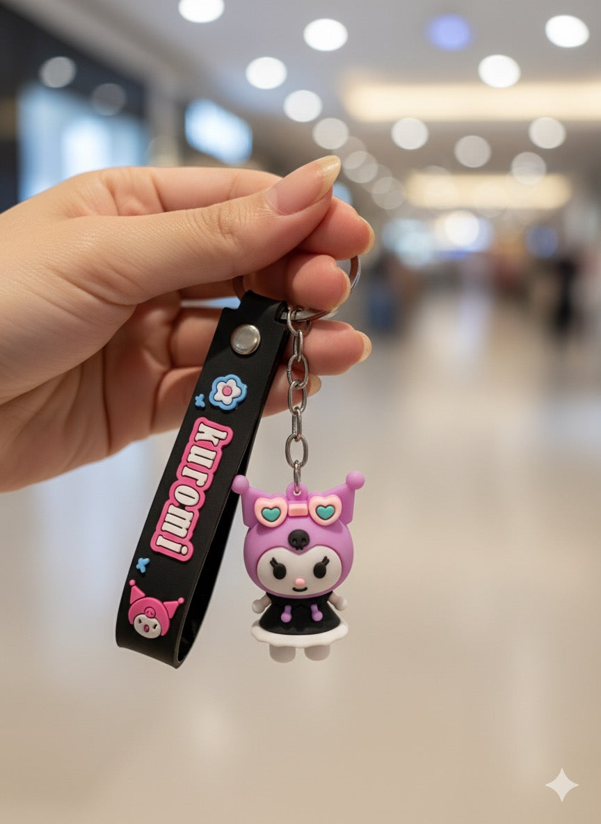 Cute Kuromi Character Keychain – With Soft Silicone Strap