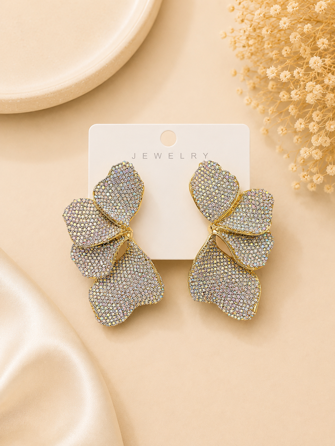 Midnight Bloom Crystal Statement Earrings
