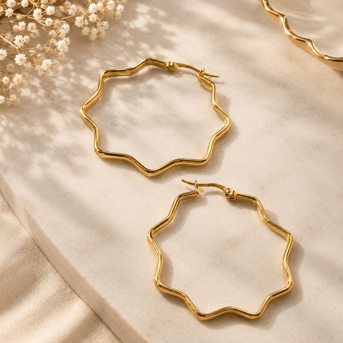 Gold Stainless Steel Statement Hoop Earrings – Multiple Styles