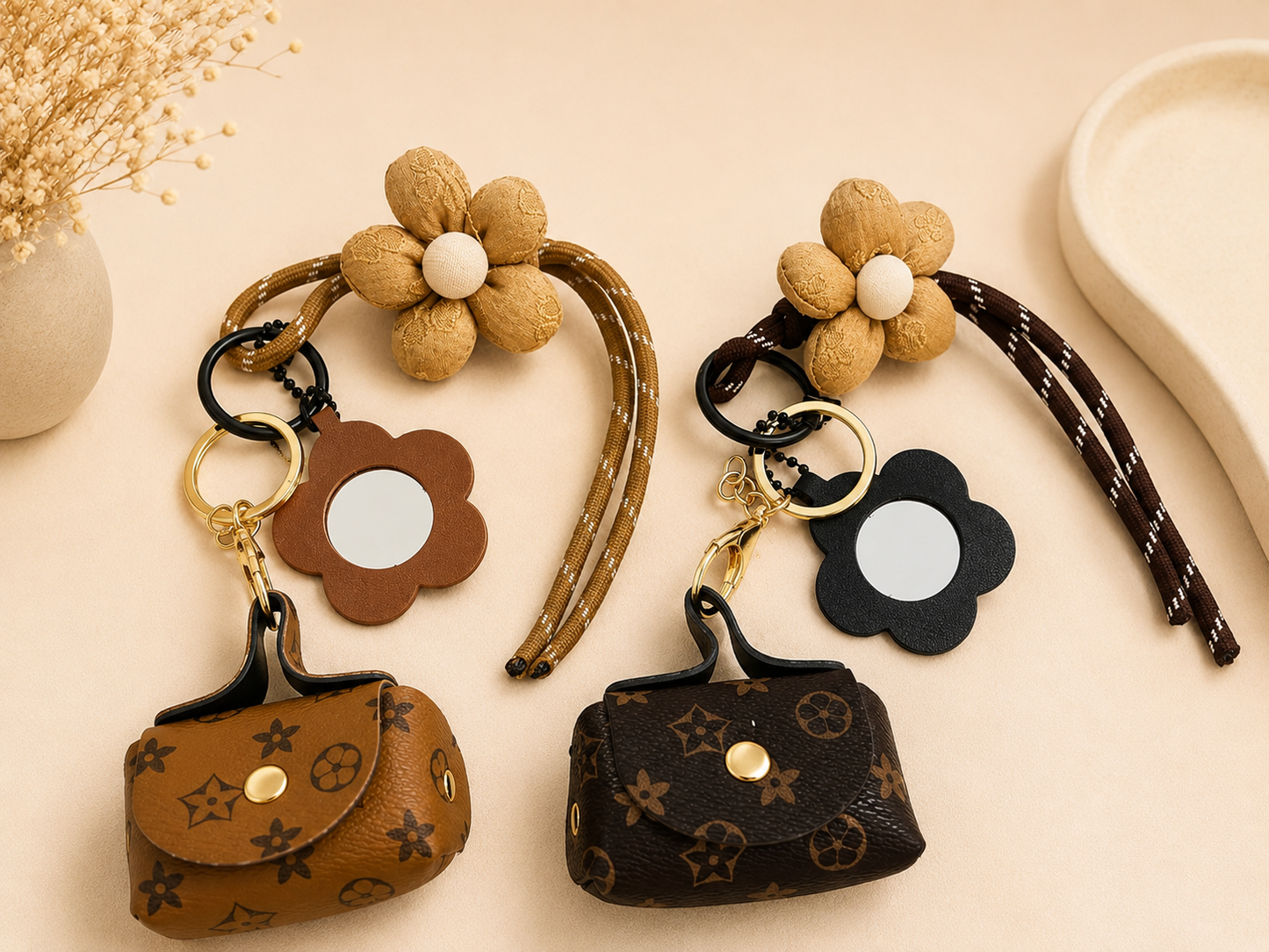 Mini Floral Charm Keychain Pouch