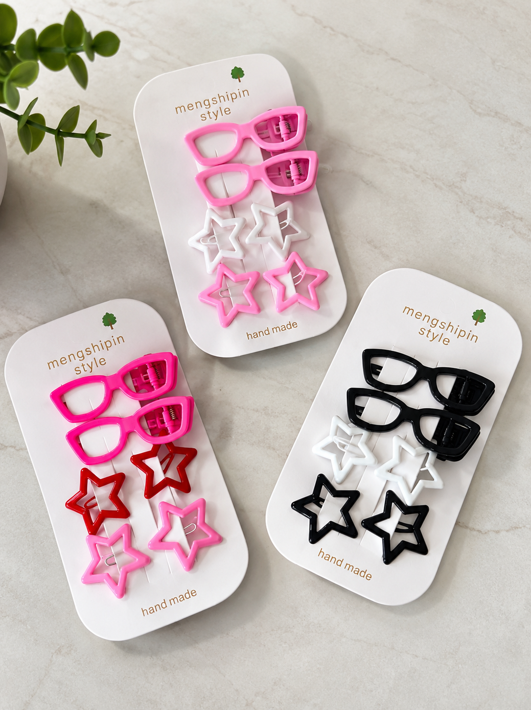 6Pcs Kids’ Hair Clips Set – Glasses & Star Designs