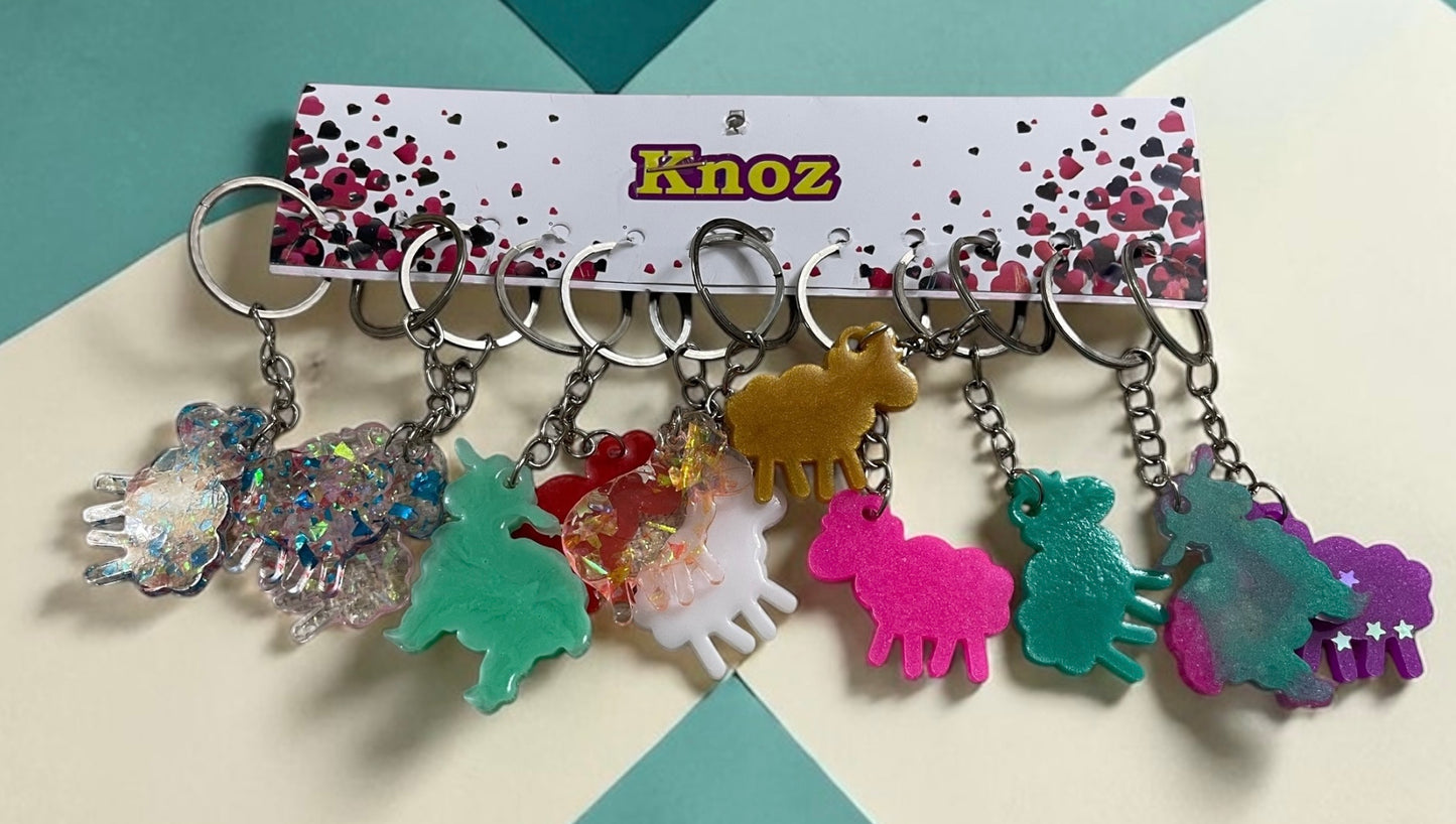 Set of 12 Resin Sheep Keychains – Eid Al-Adha Party Favors | Cute Colorful Gift Set