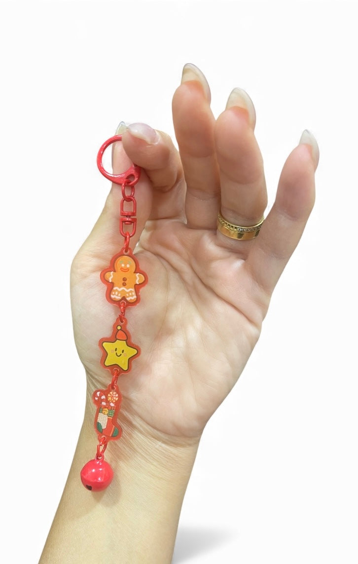 🎄 1Pc Christmas Charm Keychain – Festive Holiday Collection (Red, White & Green)