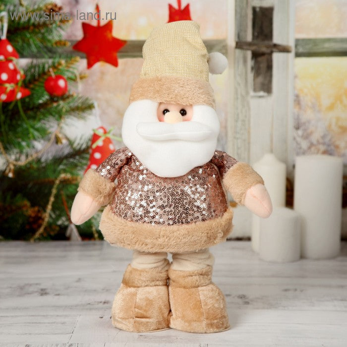 🎄 Sequin Santa Claus Soft Toy – Standing Christmas Decoration (Brown, 41 cm)