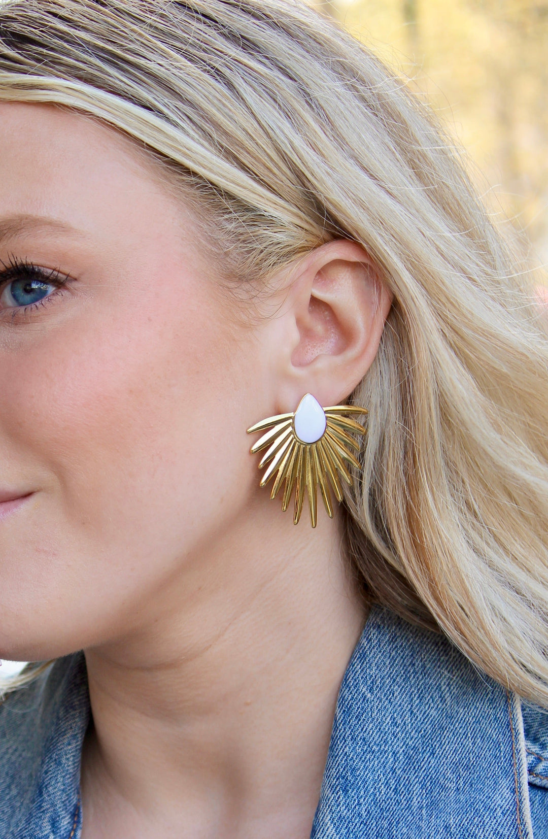 Stainless steel Teardrop earrings with mother of pearl