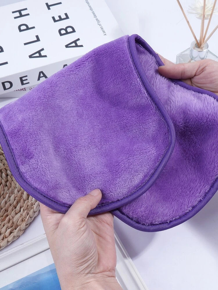 1Pc Random Color Soft Plush Makeup Removing Towel – Double-Sided Facial Cleansing Cloth