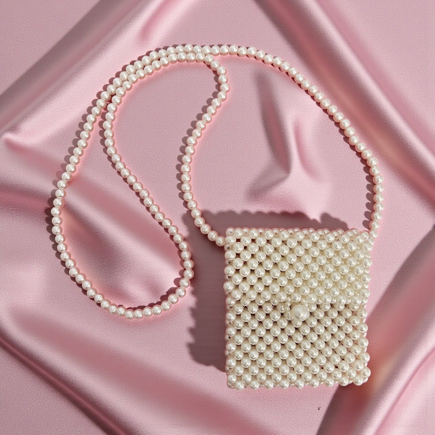 Elegant Mini Pearl Beaded Crossbody Bag – Handmade Vintage Style Evening Purse