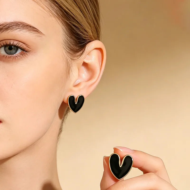 Pearl Heart Stud Earrings – Stainless Steel