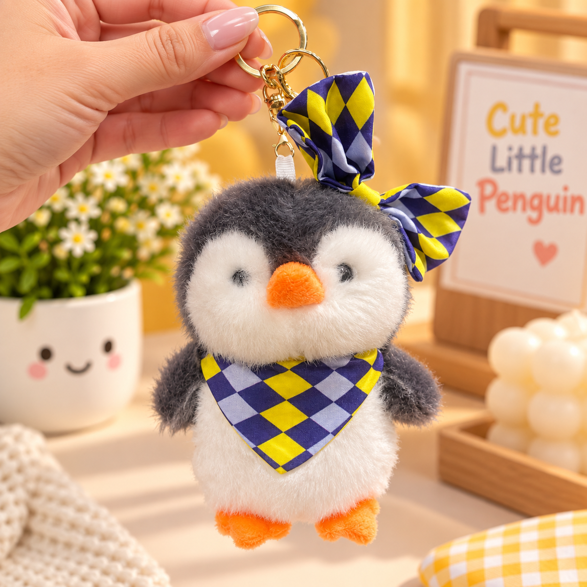 Cute Plush Keychain – Penguin & Bunny Styles | Soft Bag Charm