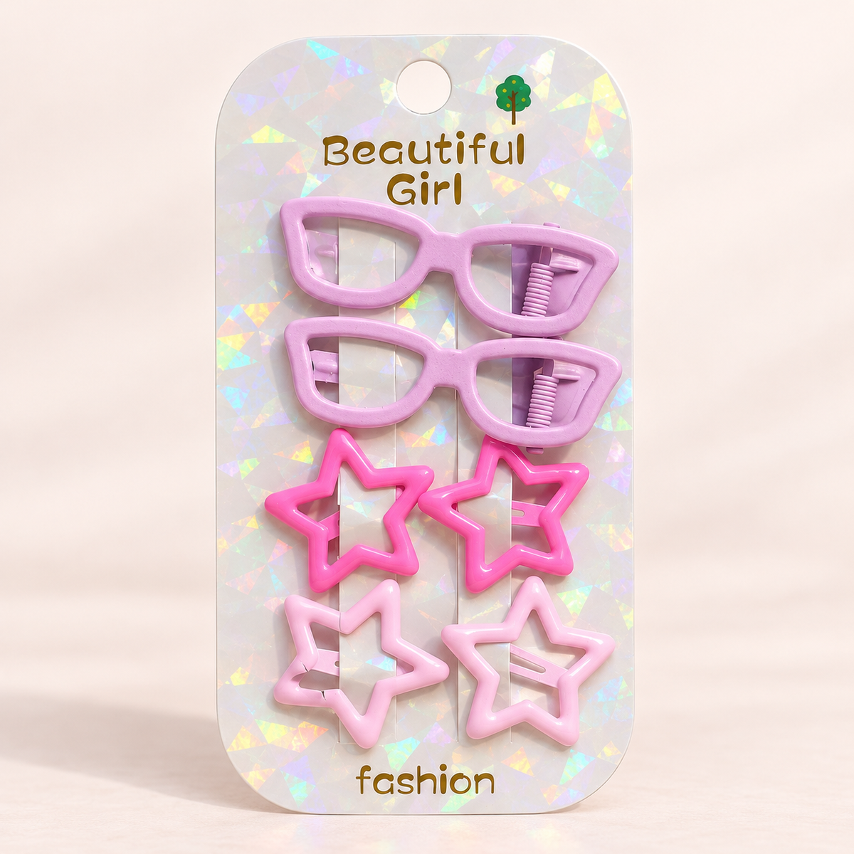 6Pcs Kids’ Hair Clips Set – Glasses & Star Designs