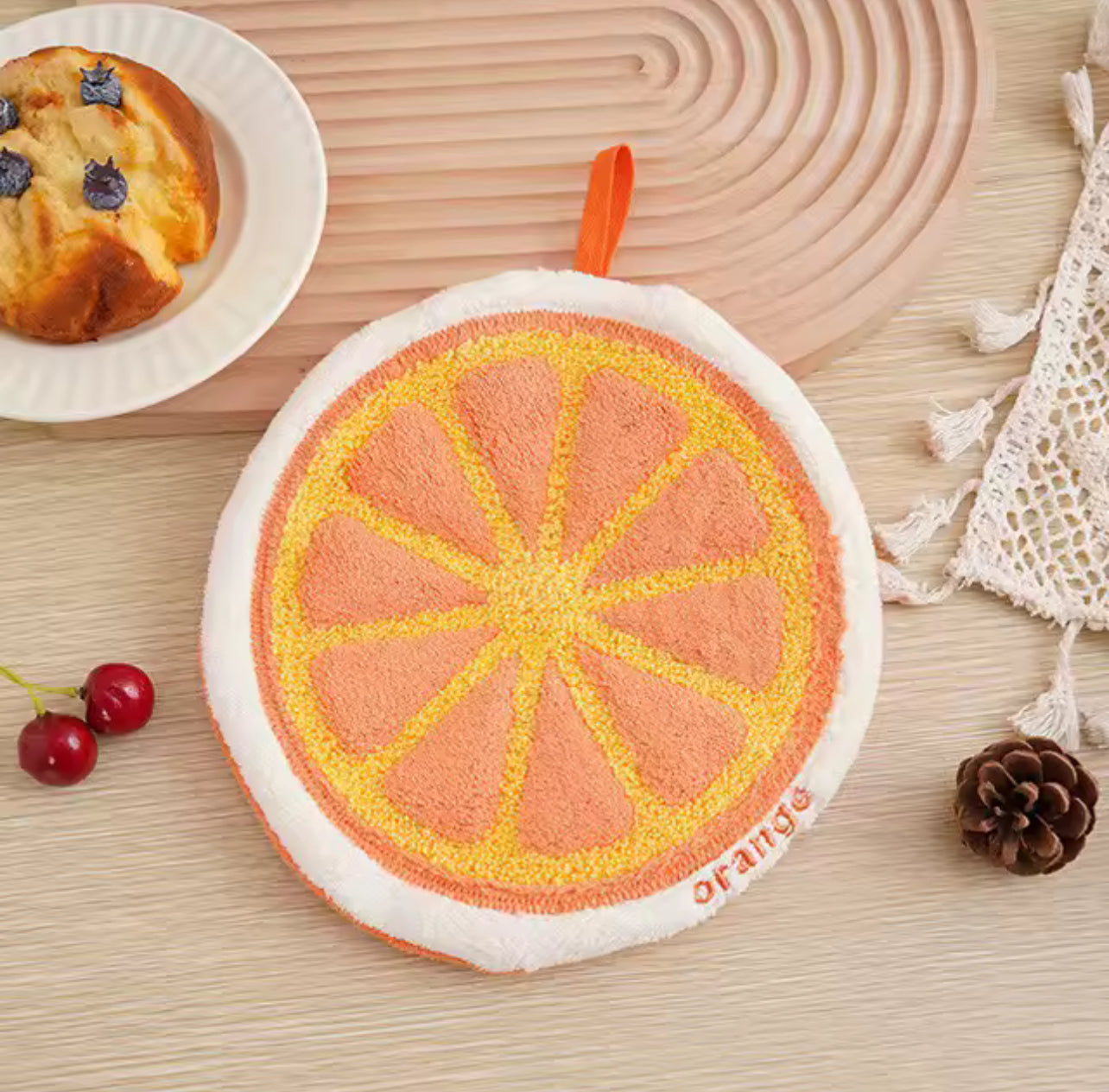 4Pcs Coral Velvet Hanging Fruit Hand Towel Simplicity Household Creative Cartoon Fruit Towel Not Drop Hair Soft Thick Absorbent Towel