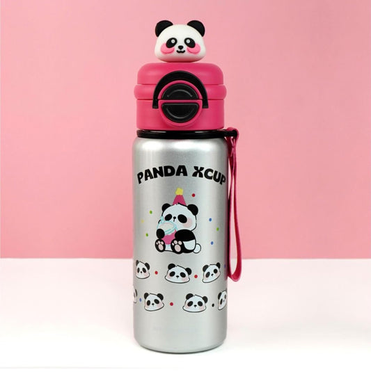 Kids Water Bottle Thermos Stainless Steel with Straw Fuchsia 500ml