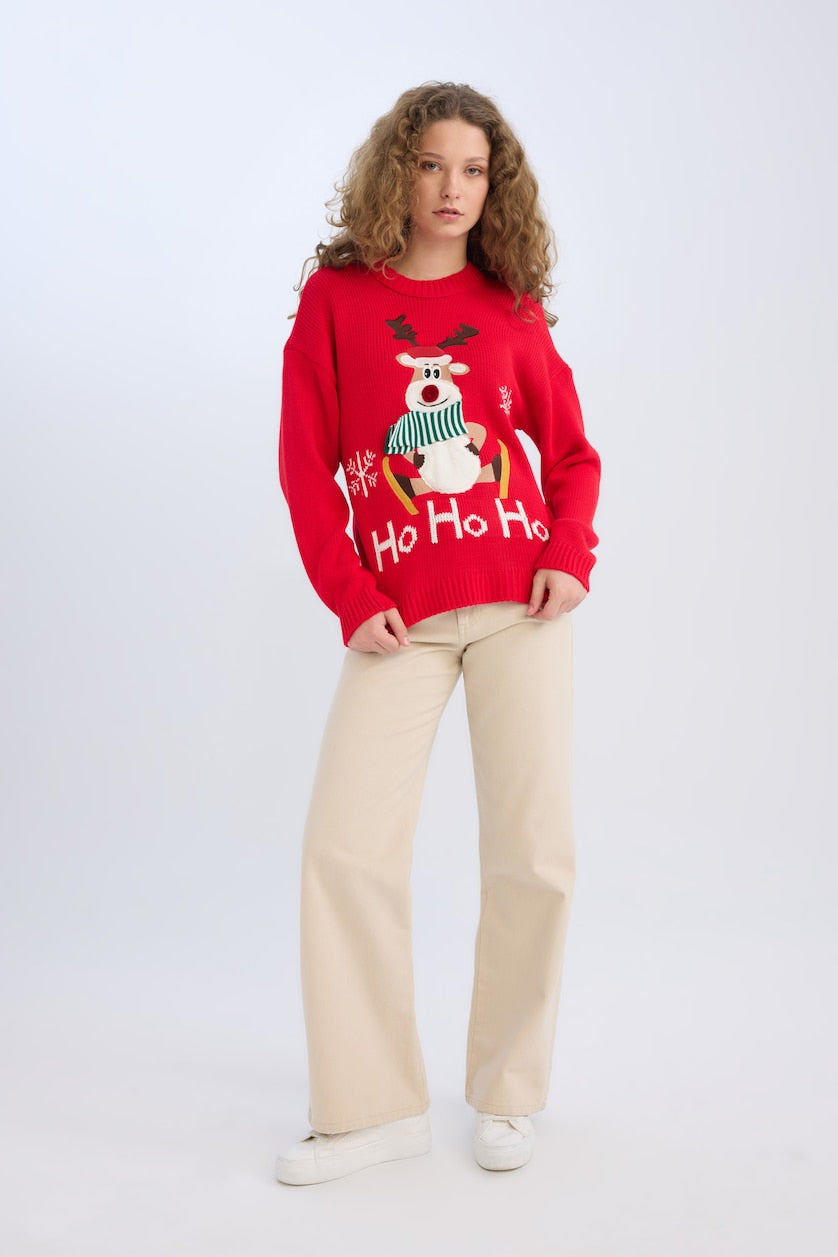 CHRISTMAS THEMED ZIPPERED PULLOVER - Medium