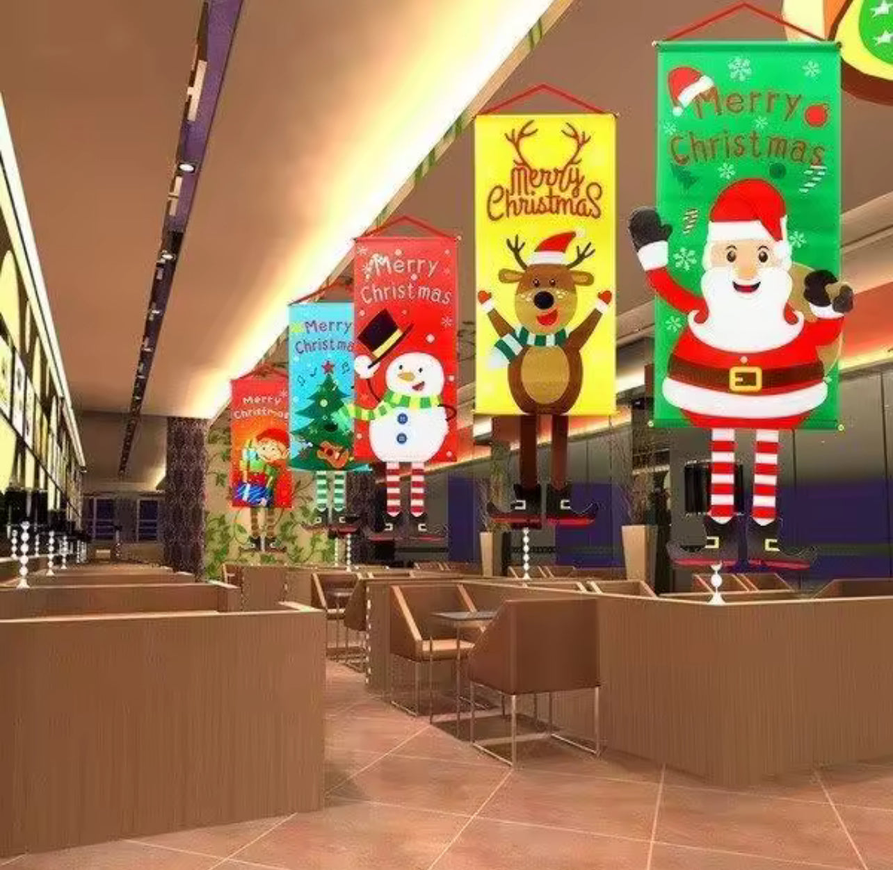 Merry Christmas Santa Claus Banne Home Decoration Party Supplies Elk Snowman Window Hanging Door Hanging Ornament Festival Gifts