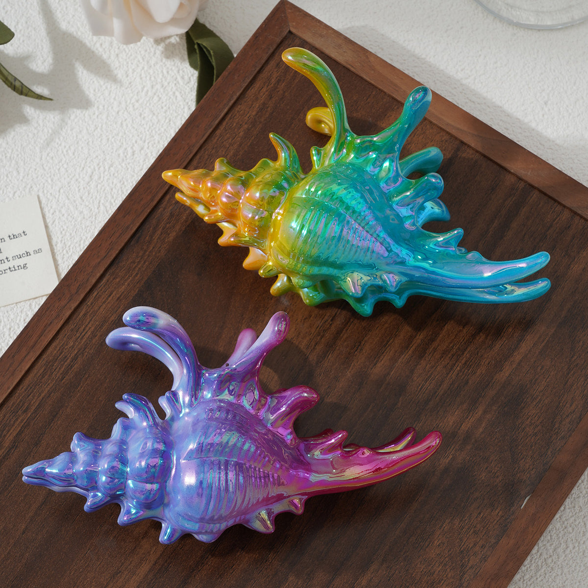 Iridescent Seashell Hair Clip – Colorful Statement Hair Accessory