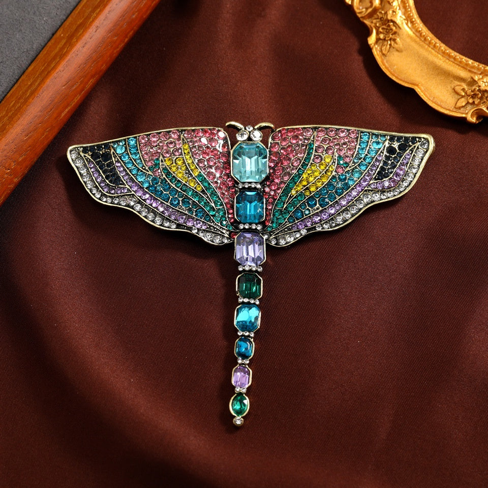 Luxury Crystal Dragonfly Brooch – Multicolor Rhinestone Statement Pin