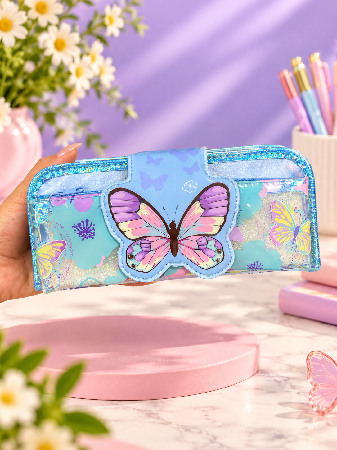 Kids’ Glitter Pencil Case – Mermaid, Butterfly & Football Designs