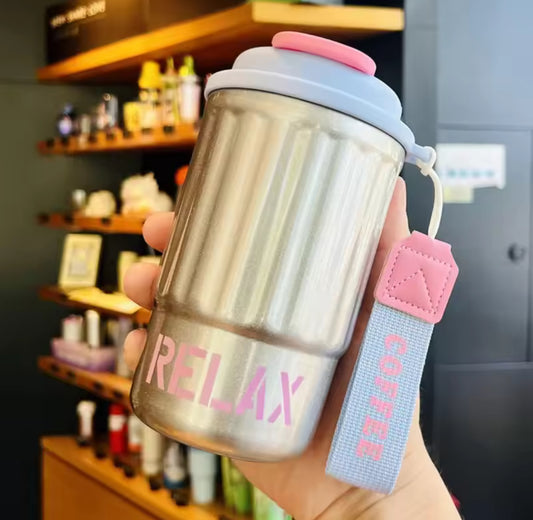 Stainless Steel Insulated Bottle Dual Drink Coffee Cup Fashionable Student Water Cup Portable with Lifting Rope Children's Cup