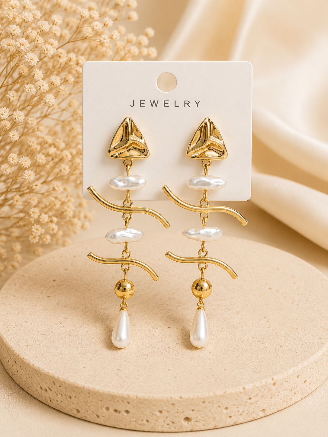 Pearl Cascade Statement Earrings