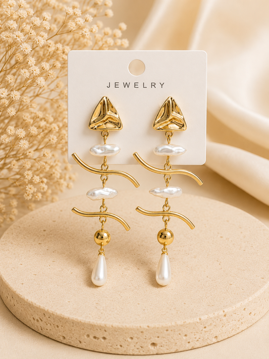Pearl Cascade Statement Earrings