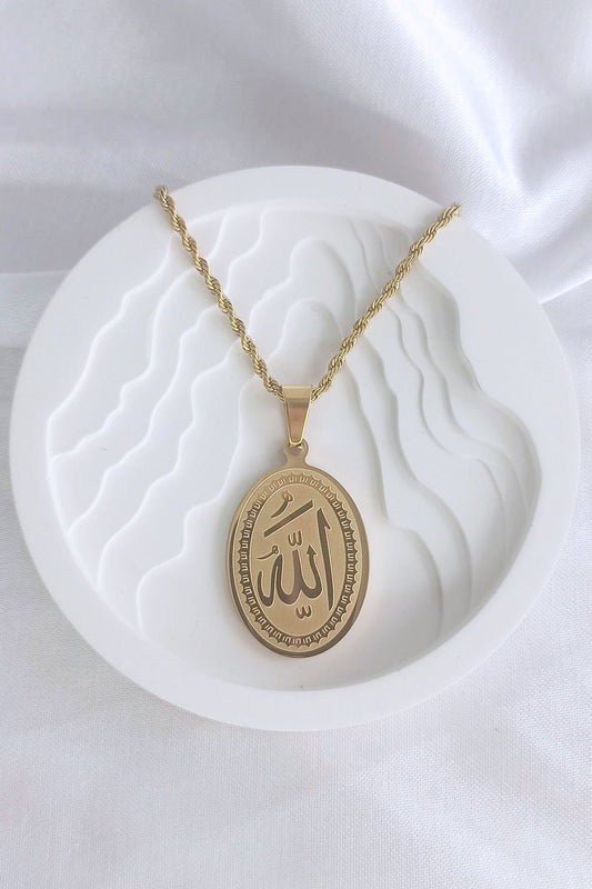 Islamic Jewelry for Women Men Muslim Pendant Gold Allah Arabic Necklaces Ayatul Kursi Necklace Islam Eid Ramadan gift