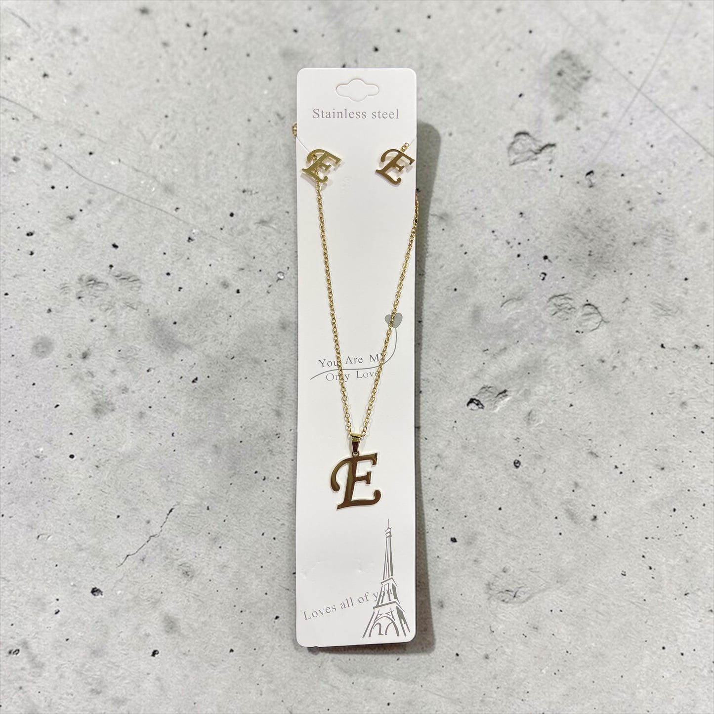 Fashion Stainless Steel Alphabet Initial Necklace 26 English Letter Earrings Necklace For Women Set Personalize Jewelry Gift