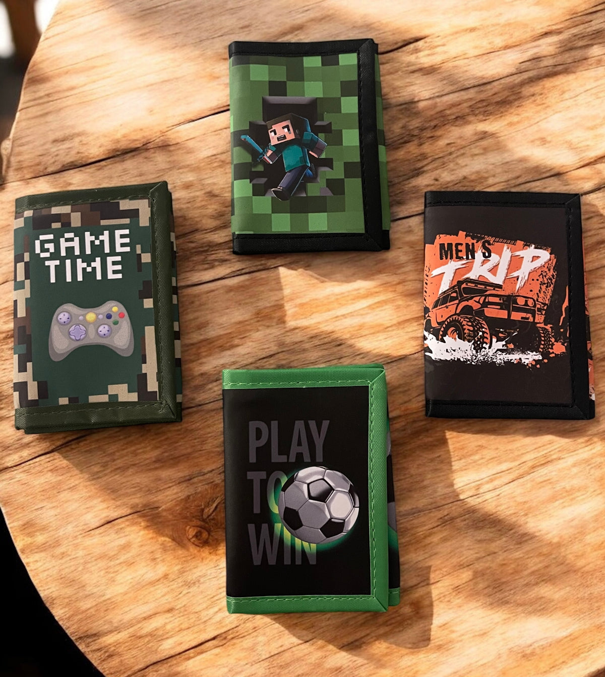Kids’ Gaming & Sports Wallet – Fun Printed Tri-Fold Wallet