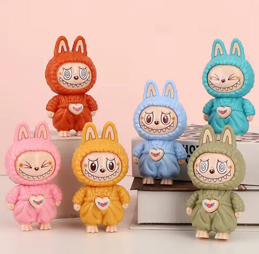 NEW Labubu Face Changing Dolls Keychains Cute Cartoon Stress Relieving Toys Creative Fun Bags Accessories Children Gifts