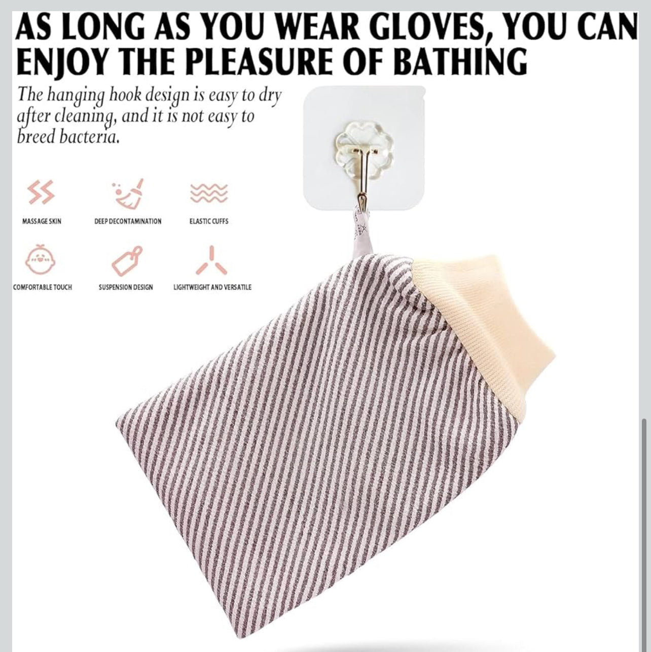 Exfoliating Bath Glove – Deep Cleansing Body Scrub Mitt (Soft & Reusable) LQ