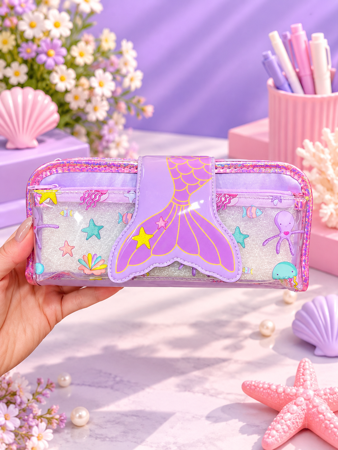 Kids’ Glitter Pencil Case – Mermaid, Butterfly & Football Designs