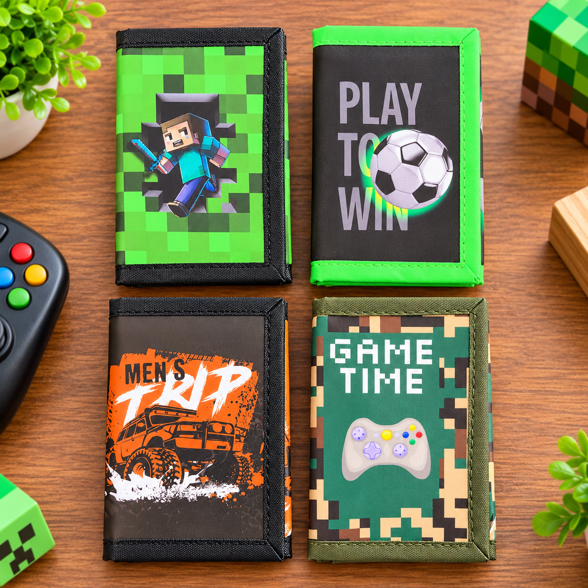 Kids’ Gaming & Sports Wallet – Fun Printed Tri-Fold Wallet