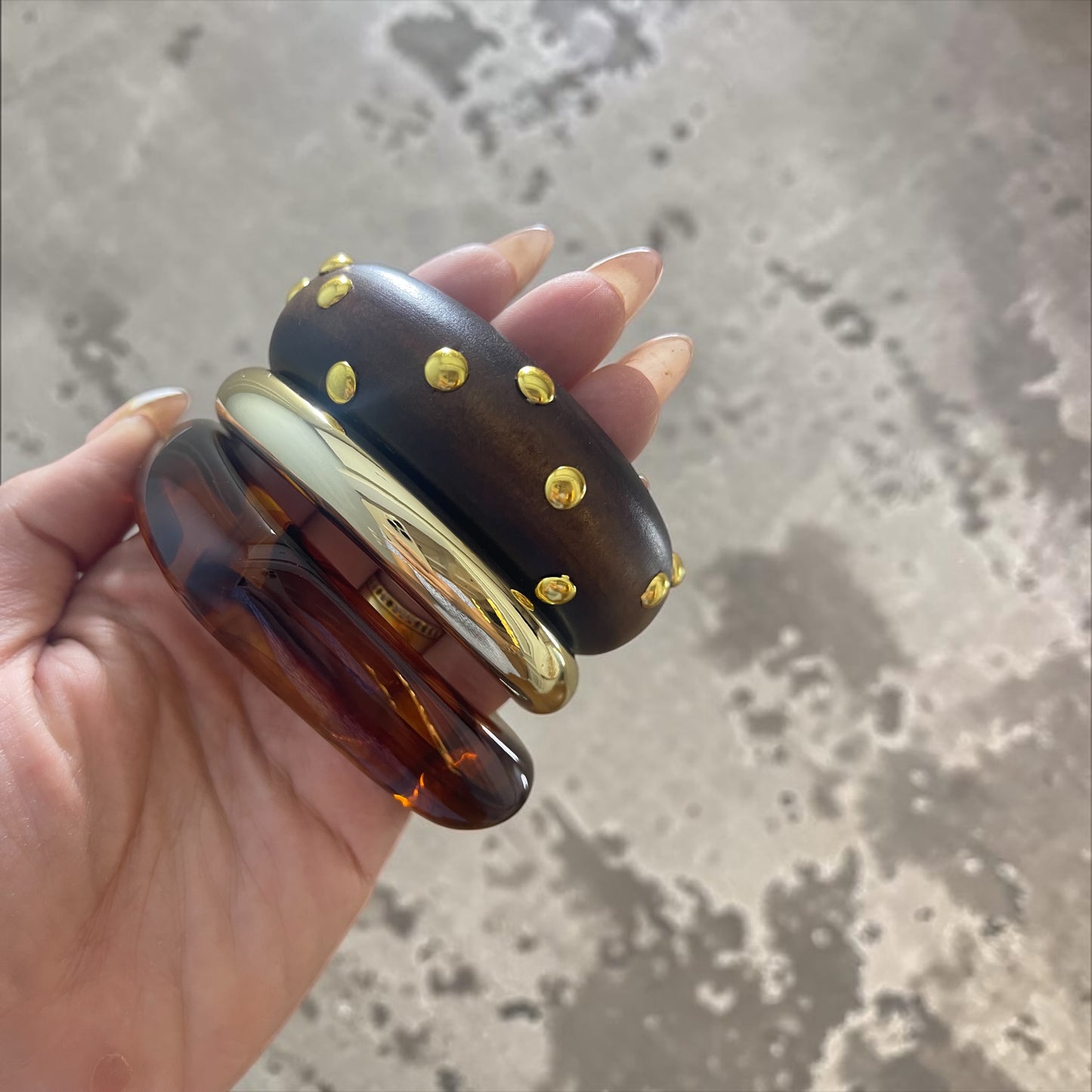 Luxe Mixed Texture Statement Bangles Set