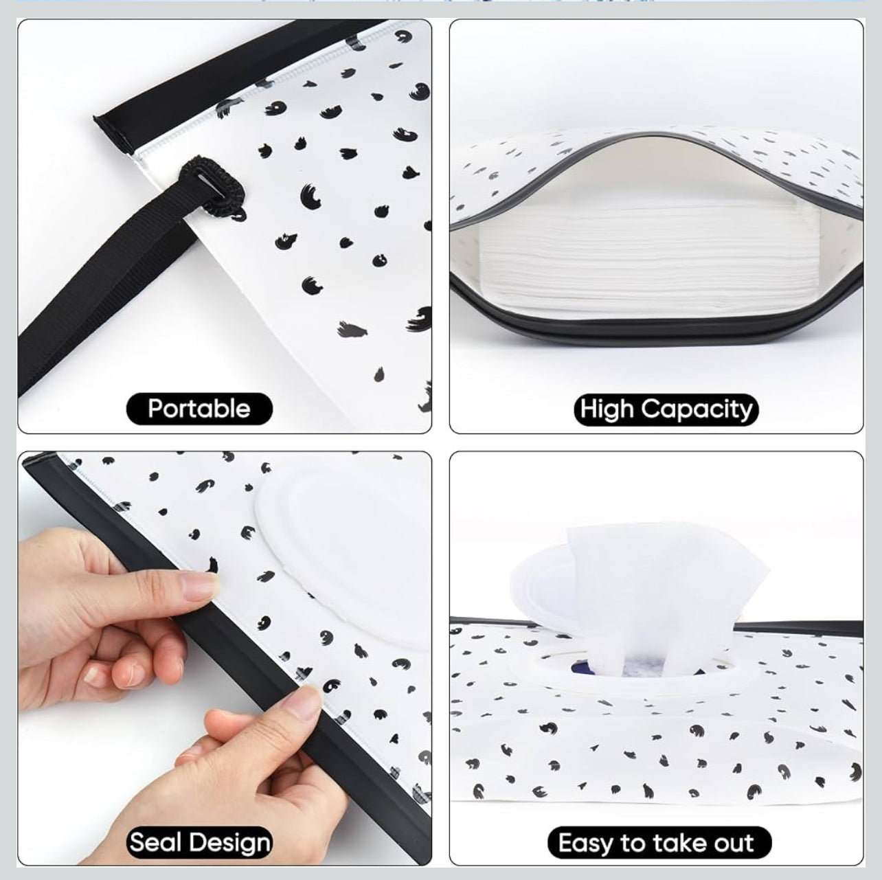 1pc Portable Baby Wet Wipes Bag, Flip-Top Lid, Self-Sealing Wet Tissue Dispenser, Hand/Face/Tissue Storage Box For Outdoor Travel Baby Shower Family Decorations Gifts