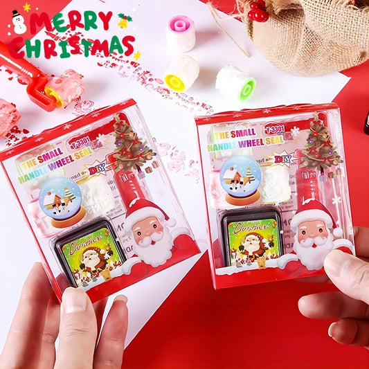 Christmas Roller Stamp Creative Ink Pad Roller Printing Set Children Gifts