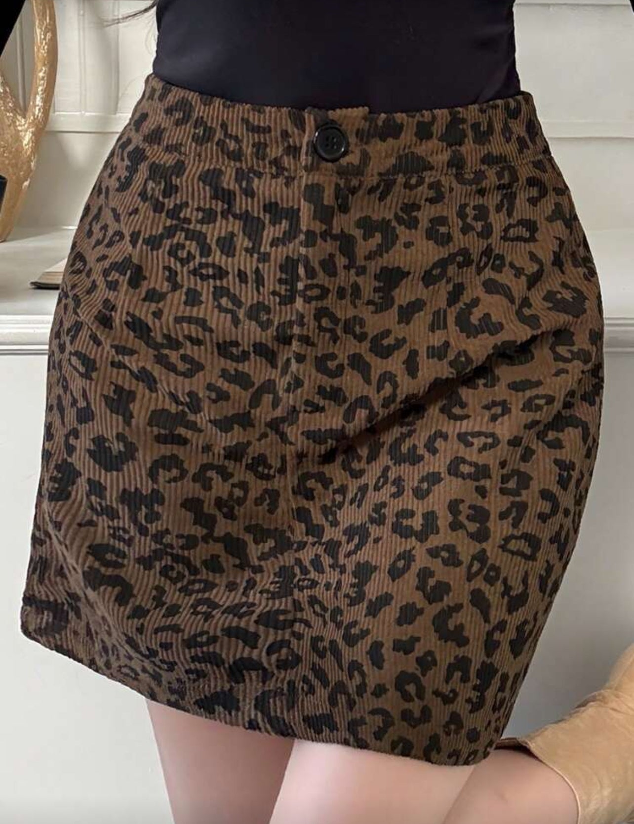 DAZY Women Leopard Print Button Zip Up Mini Skirt - Small