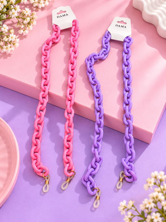Kids Chunky Colorful Chain Glasses Straps – Pink & Purple