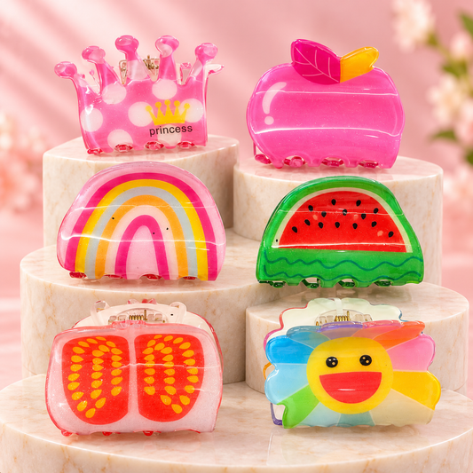 Cute Colorful Hair Claw Clips – Set of 6