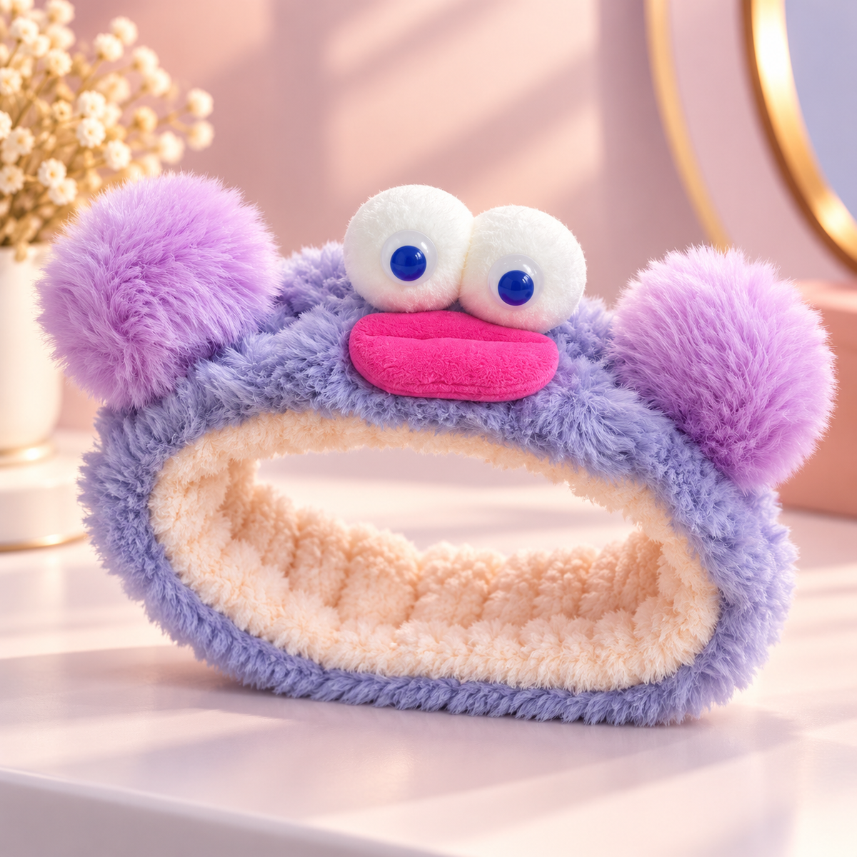 Cute Cartoon Plush Spa Headband – Soft & Fluffy Animal Design