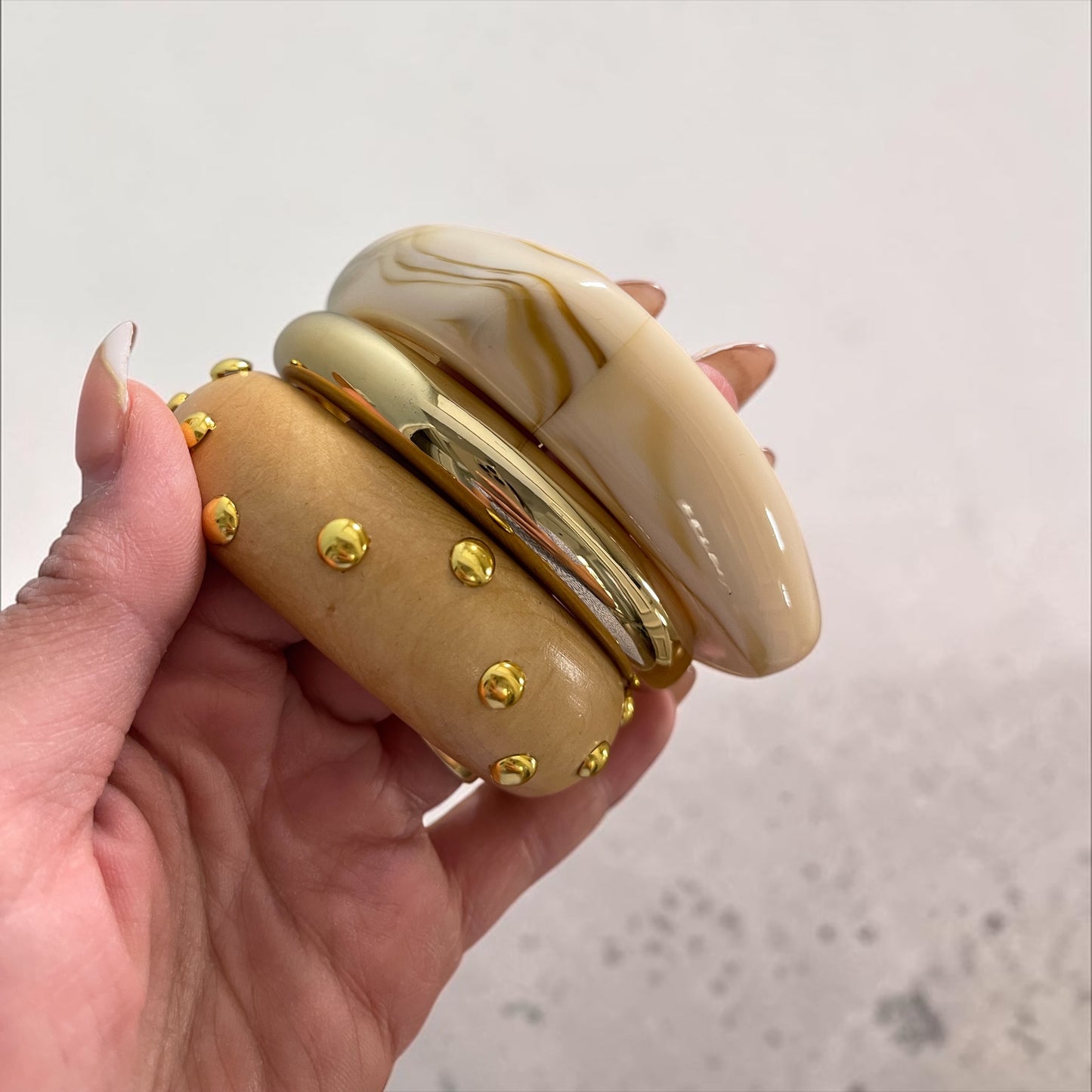 Luxe Mixed Texture Statement Bangles Set