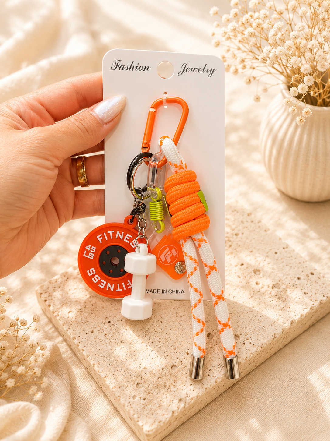 Trendy Multi-Charm Rope Keychain – Fashion Jewelry