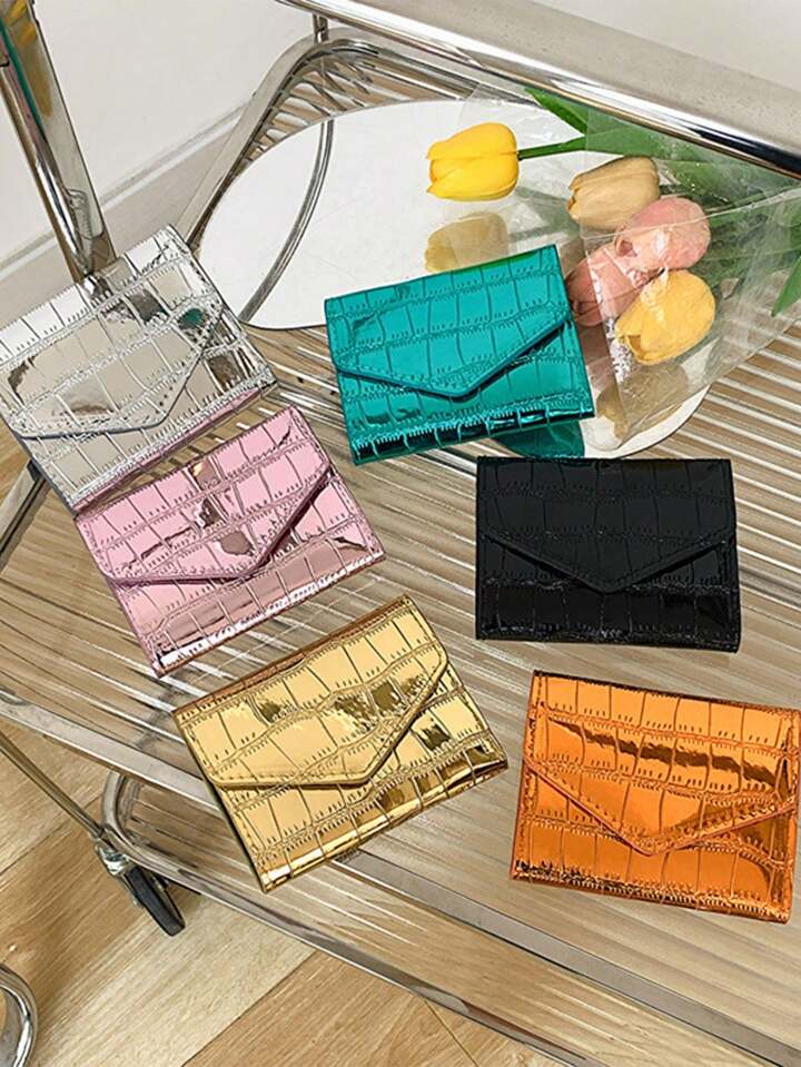 1-Piece Women's Stylish Glossy Crocodile Pattern Wallet, Compact And Exquisite, Easy To Carry, An Excellent Choice For Gifts