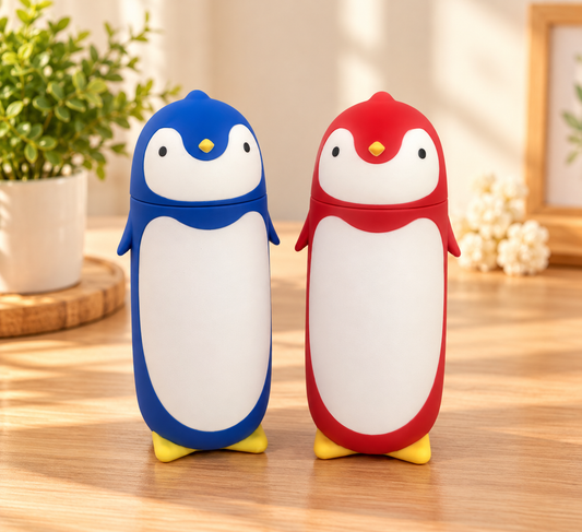 Penguin Glass Water Bottle – 300ml Cute Cartoon Design